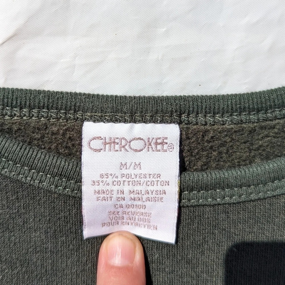 Vintage Cherokee Green Crew Sweatshirt with Logo & Floral Design- Woman Medium - Picture 6 of 6